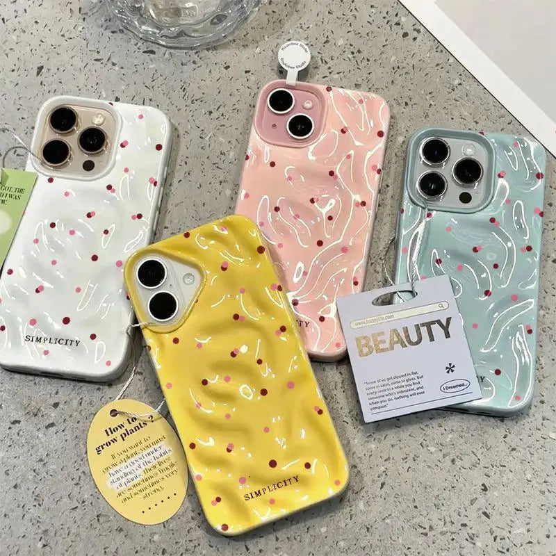 Funda de teléfono con textura de lunares de amor para iPhone 15 16 17 Pro Max, fundas para iPhone 13 14 12 11 Pro 16 Plus 17 Air, funda a prueba de golpes