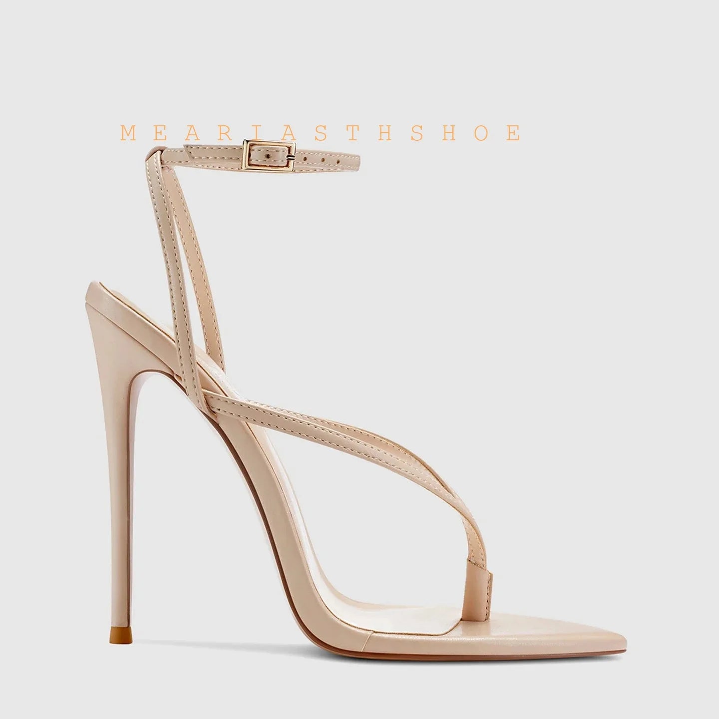 Sandalias de Tacón Alto con Punta Abierta y Correa en el Tobillo, de Cuero, con Hebilla, Diseño Sólido, Tacón Fino, para Mujer, con Lazos y Correa Trasera