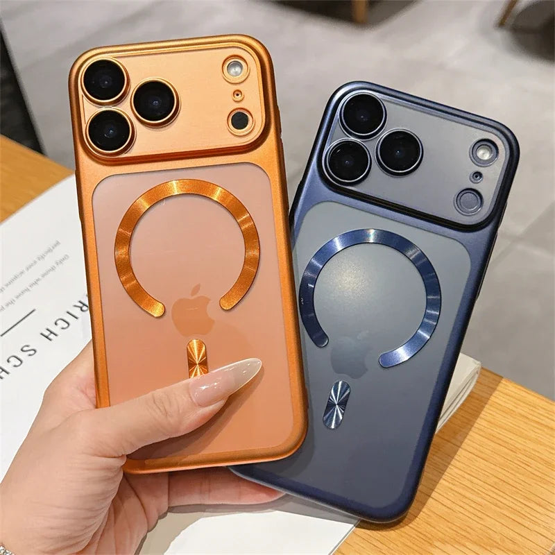 Funda de teléfono transparente mate de lujo para Magsafe IPhone 17 Air 16 15 Pro Max Plus 17Air 17Pro funda trasera de parachoques magnético