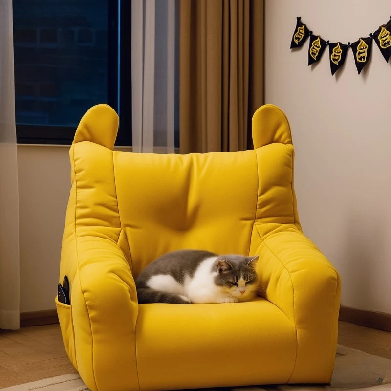 Sofá cama para gatos con diseño de dibujos animados, cama para mascotas lavable desmontable para gatos de interior, soporte de hasta 2,72 KG, regalos acogedores para muebles para mascotas
