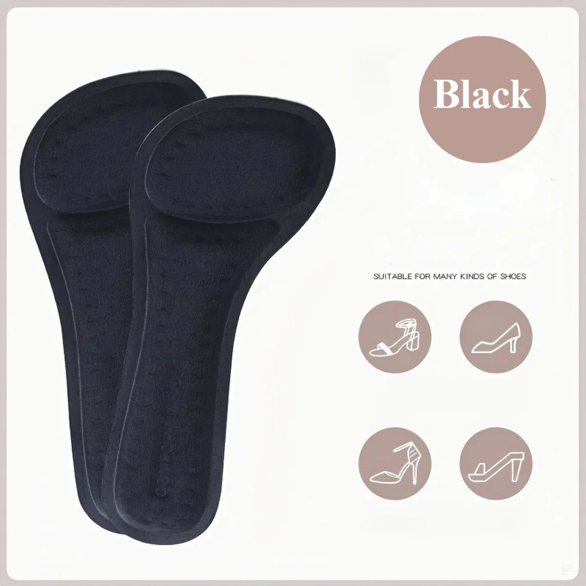 1 par de plantillas antideslizantes que absorben los golpes para mujer |   Cojines de zapatos autoadhesivos suaves con control de olores para tacones altos y bombas