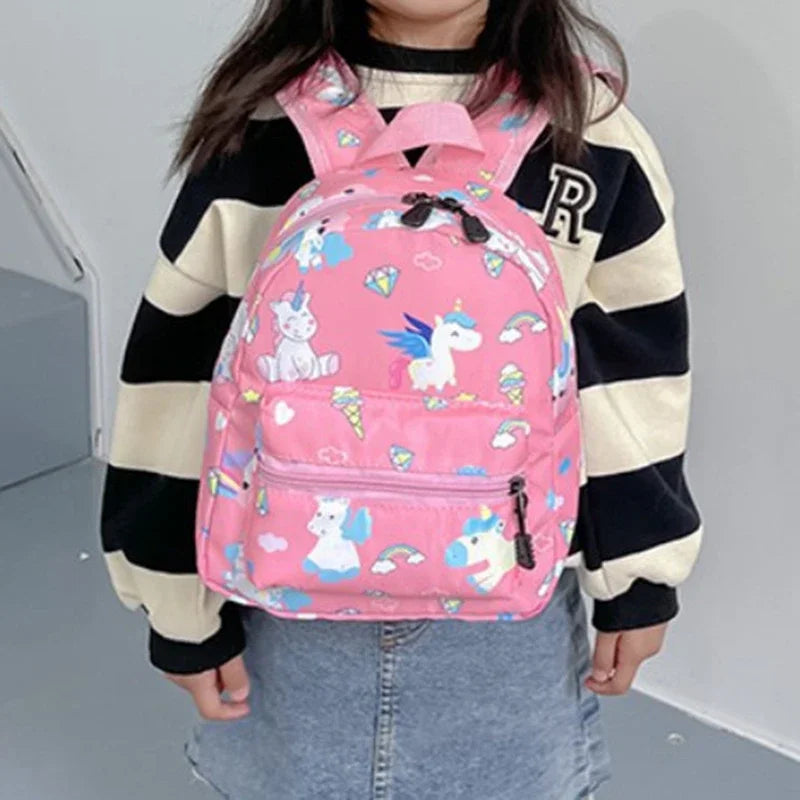 Mochila para niños con diseño de unicornio y dinosaurio de dibujos animados, bonita mochila escolar para guardería, bolsas impermeables para niños y niñas