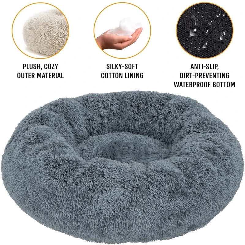 Cama redonda para mascotas de 40-90cm y 6 tamaños, cama para perros grandes, cama para gatos súper suave, casa para perros de peluche para perros medianos, casa para dormir cálido en invierno