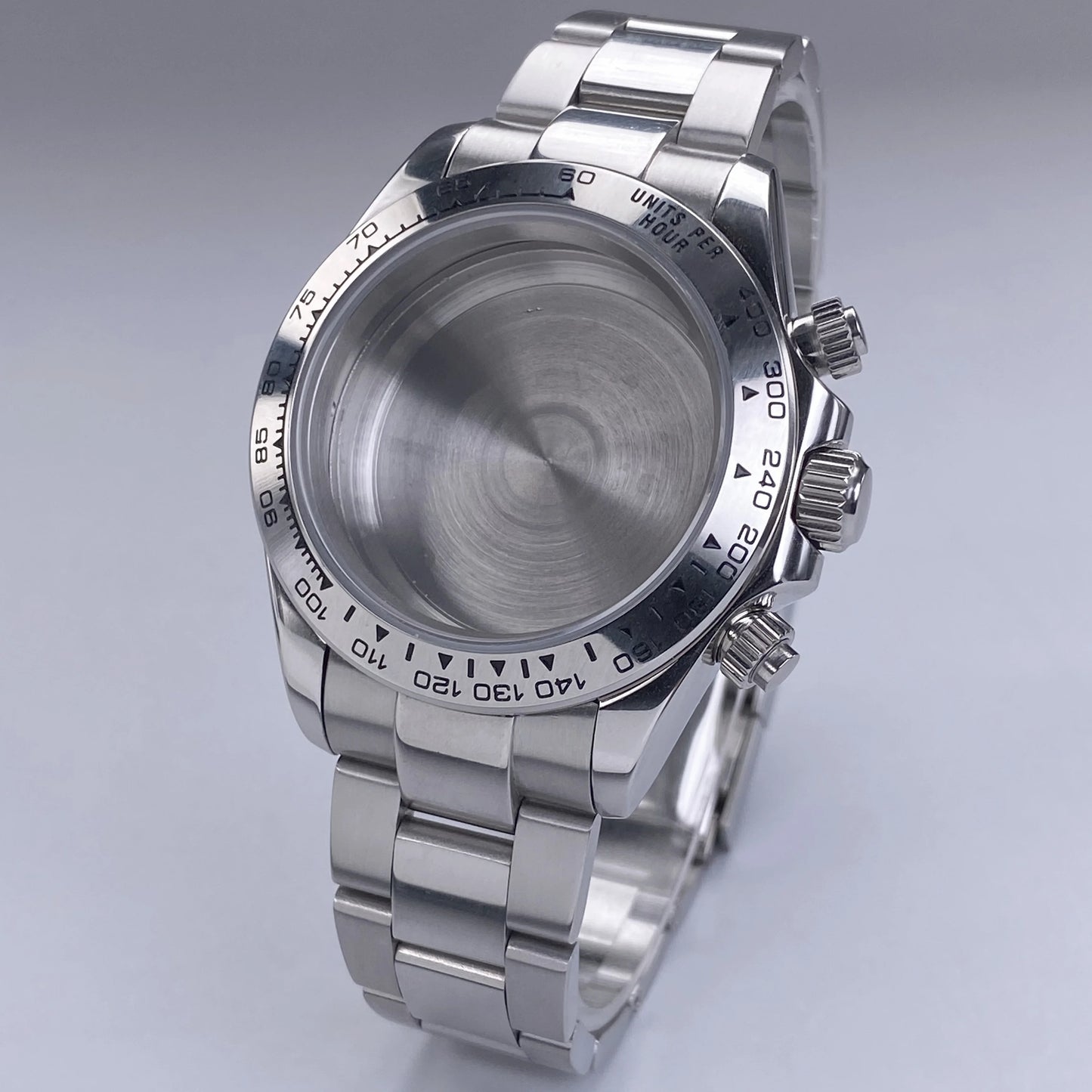 Caja VK63 Negra de 39 mm, Acero Inoxidable, Cristal de Zafiro Plano, Resistente al Agua, Compatible con Esferas de 29 mm-30 mm, Piezas de Caja para Reloj con Movimiento VK63