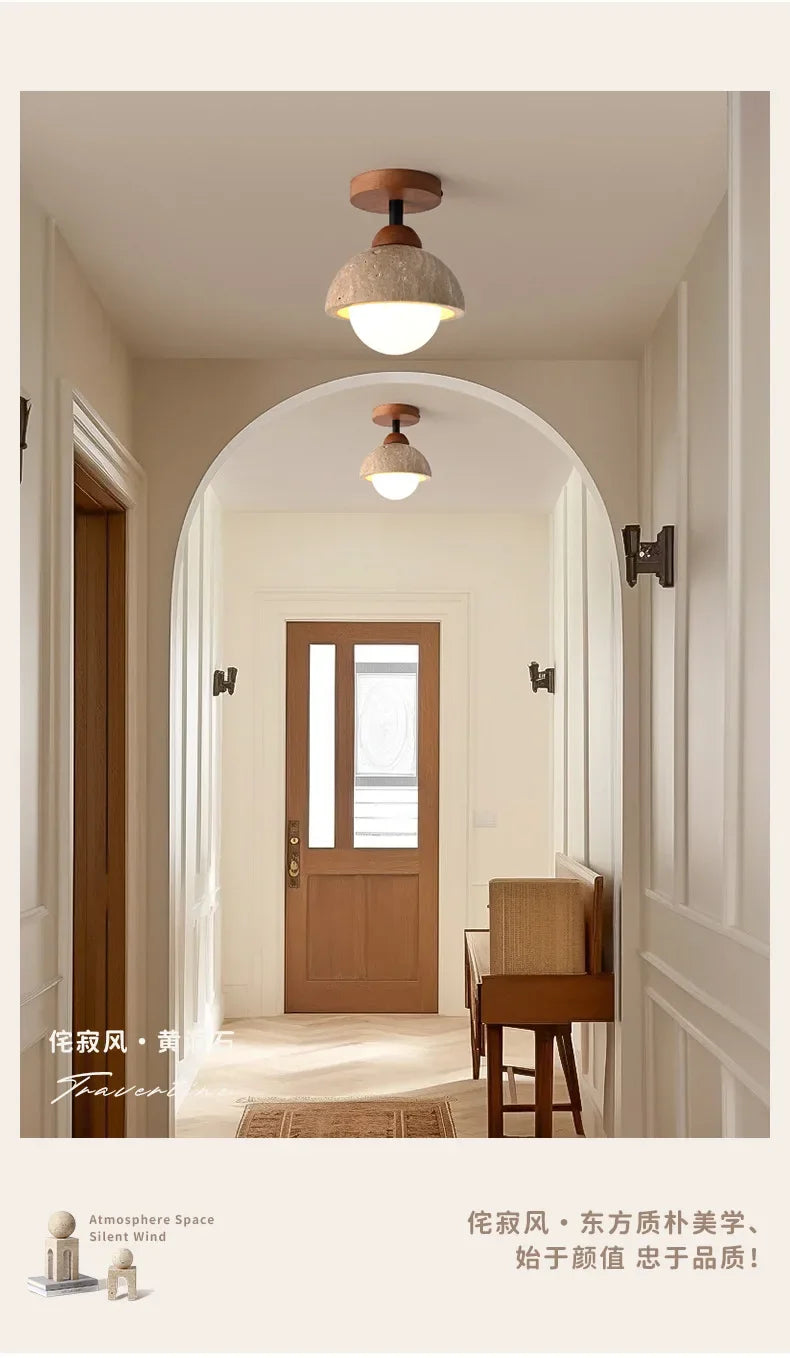 Lámpara de techo LED de piedra travertino, accesorio de iluminación para pasillo, sala de estar, comedor, decoración de dormitorio, lámpara de techo