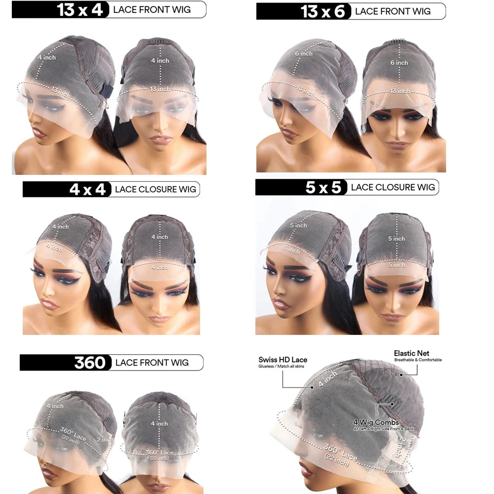 Pelucas de cabello humano liso de 40-46 pulgadas, densidad 200, peluca frontal de encaje transparente HD 13x6, cabello humano 13x4 para mujer