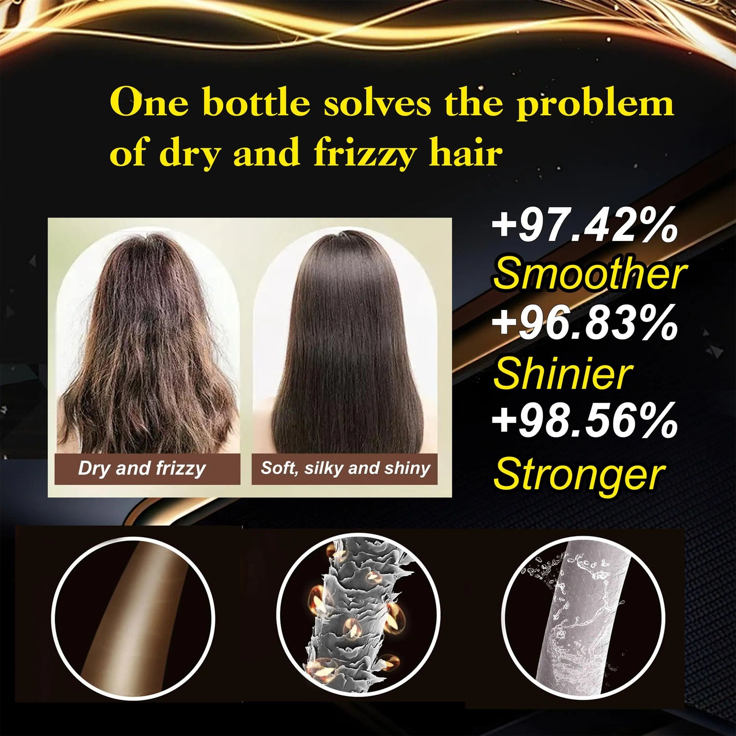 Mascarilla para el cabello de 50ml, aceite potente y 220ml, previene la sequedad, repara el daño, Frizz, enredos, 5 segundos, cuidado suave y suave