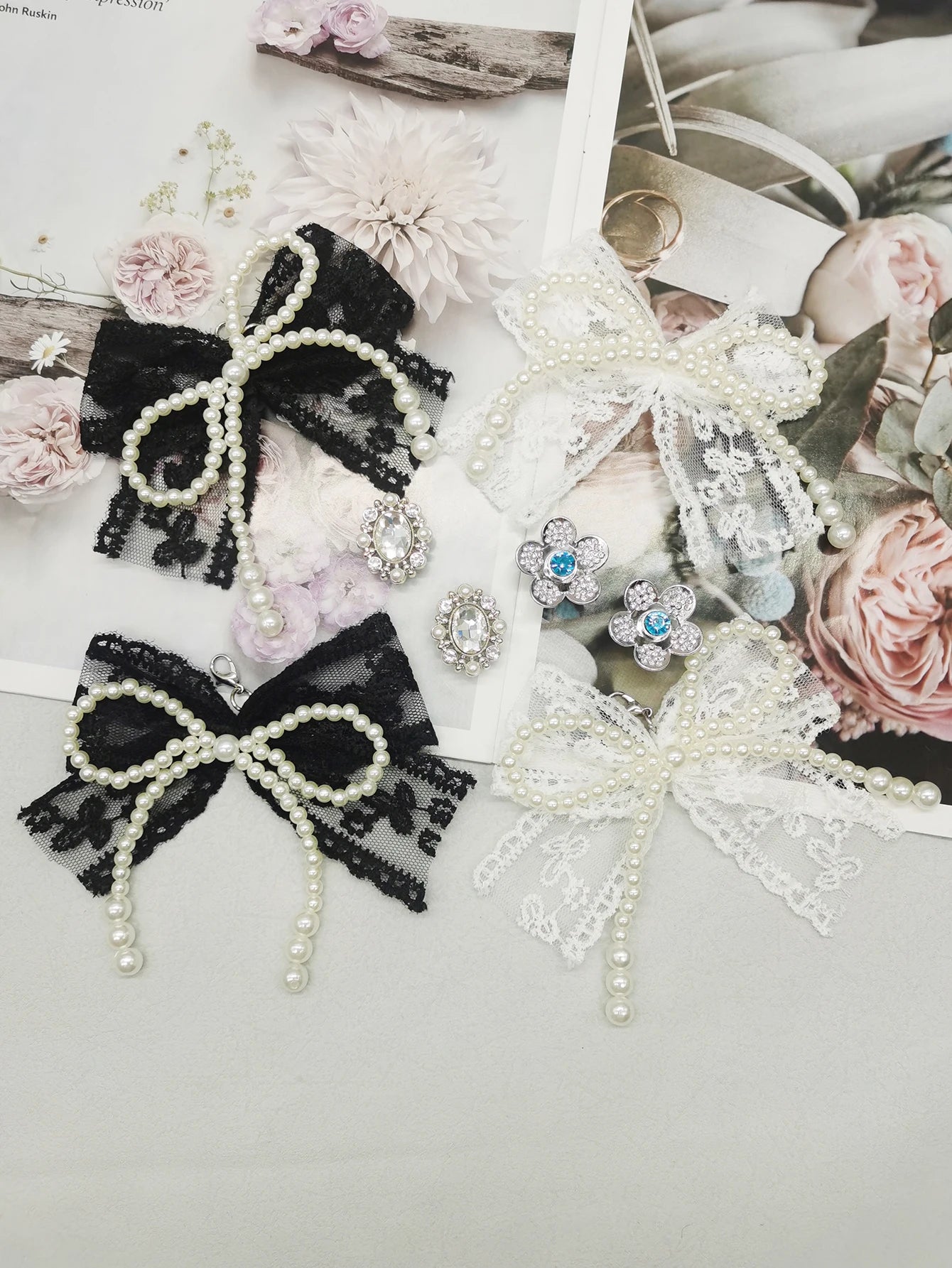 4 Uds. De colgantes de zapatos con pajarita de encaje de estilo barroco, cordones de flores, dijes, hebillas, decoraciones DIY, Clips para zapatos, accesorios