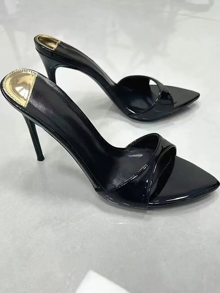 Sandalias de Tacón Alto para Mujer, Diseño Sexy con Punta en Pico, Sandalias de Tacón Alto y Fino, Mules con Punta Abierta