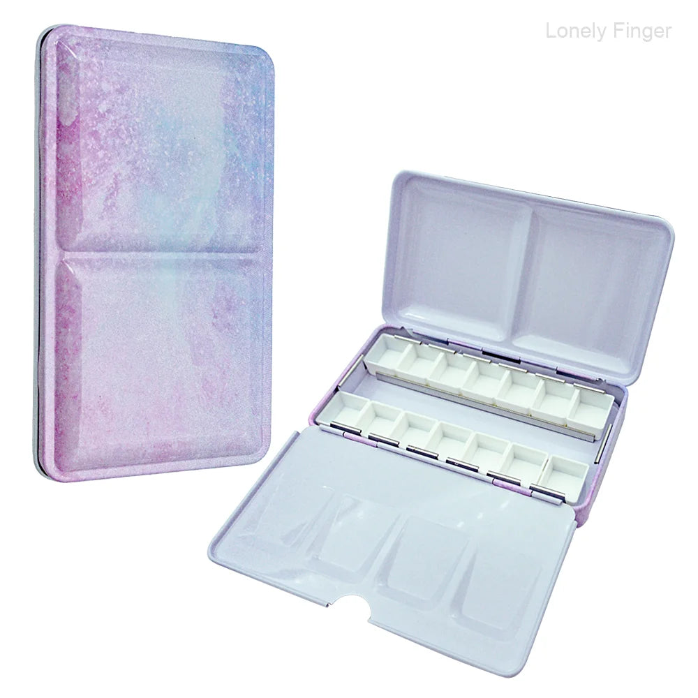 Caja de paleta de estaño de acuarela de Metal vacía con 14/26/52 Uds. Medias sartenes de acuarela vacías desmontables para paleta de acuarelas de viaje DIY