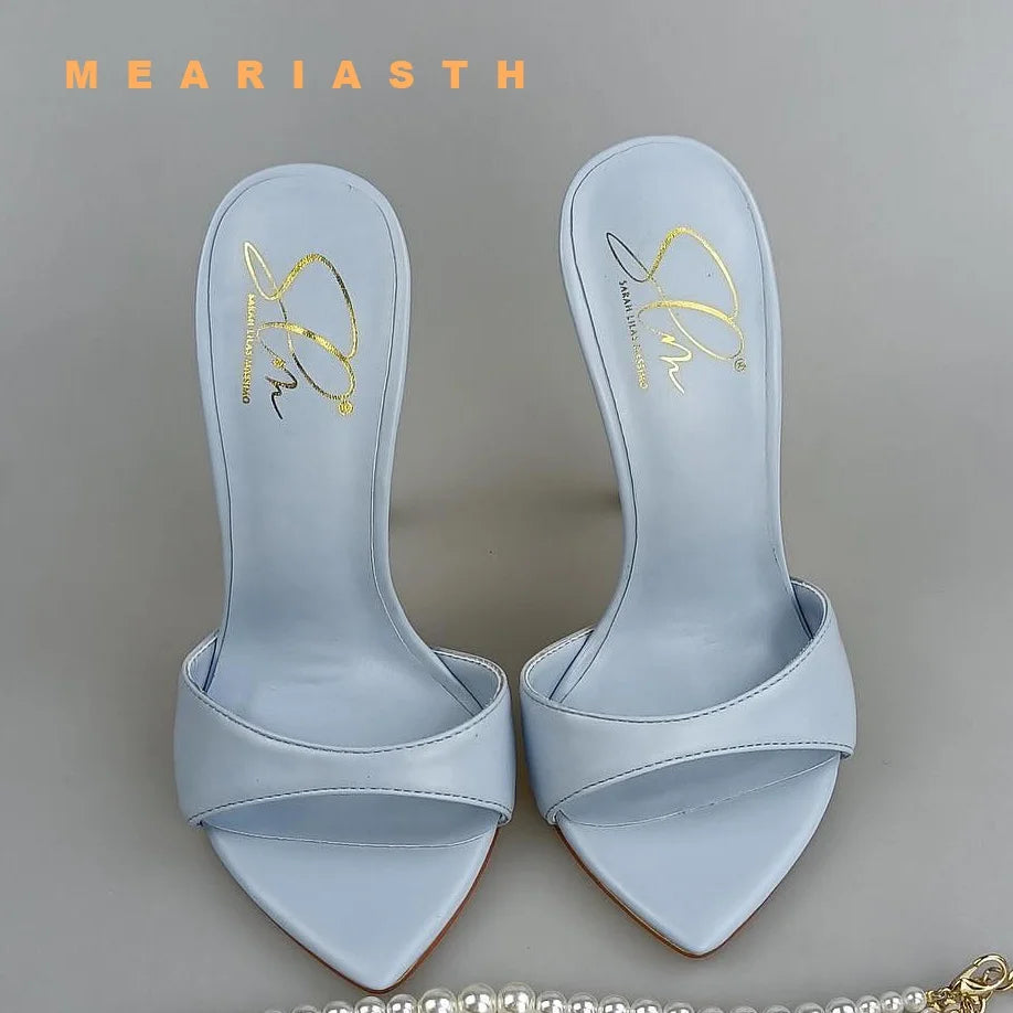 Zapatillas de crin de verano, zapatos de mujer, Sandalias de tacón de aguja súper alto, sandalias de mujer con punta abierta y pasarela para fiesta, talla grande 44