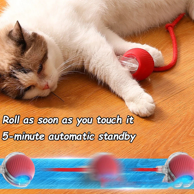 Nuevo Juguete Interactivo para Gatos, Pelota Rodante Automática con Cola Artificial, Recargable, Juguete Eléctrico Inteligente para Mascotas, Perros y Gatos, Imita Ratones