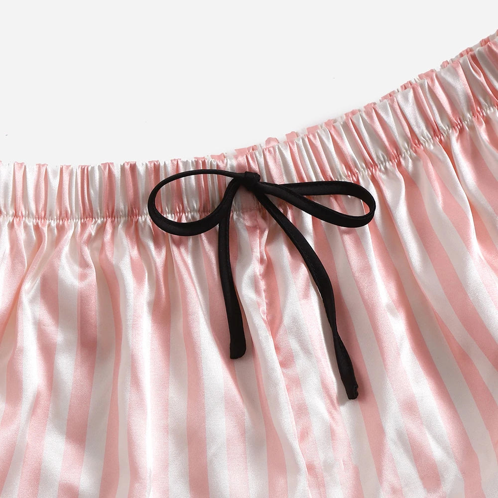 Conjuntos de Pijama Sexy de verano para mujer, Pijamas con patrón de dibujos animados, conjunto de satén sin mangas con tirantes, Pijamas femeninos, ropa de dormir, traje para casa