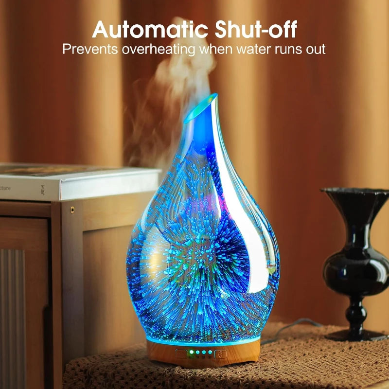 Difusor de aceites esenciales, humidificador ultrasónico de aromaterapia 3D, ajuste de temporizador de apagado automático, decoración de Aroma para regalo de oficina en casa
