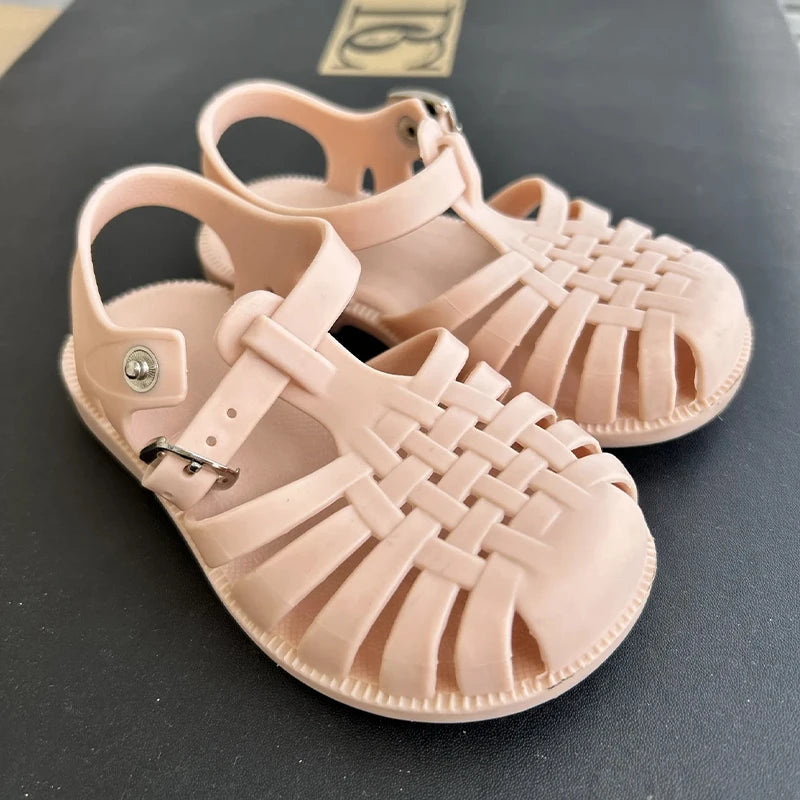 Sandalias de Playa para Niñas, Estilo Gladiador, Suaves, Antideslizantes, Tipo Jelly, Planas, Retro, Romanas, para el Verano