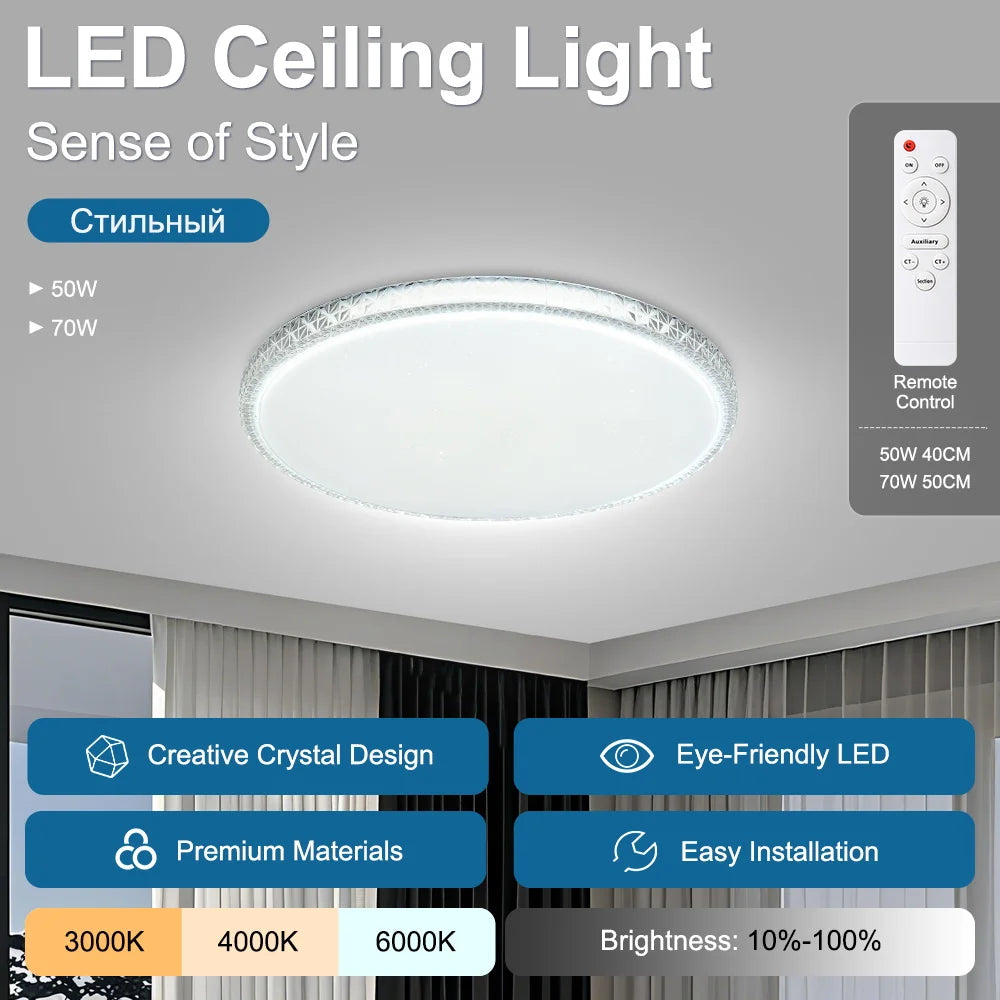 Lámpara de techo con control remoto, lámpara led para dormitorio, lámparas de techo grandes, luces Led con control remoto, luces led regulables