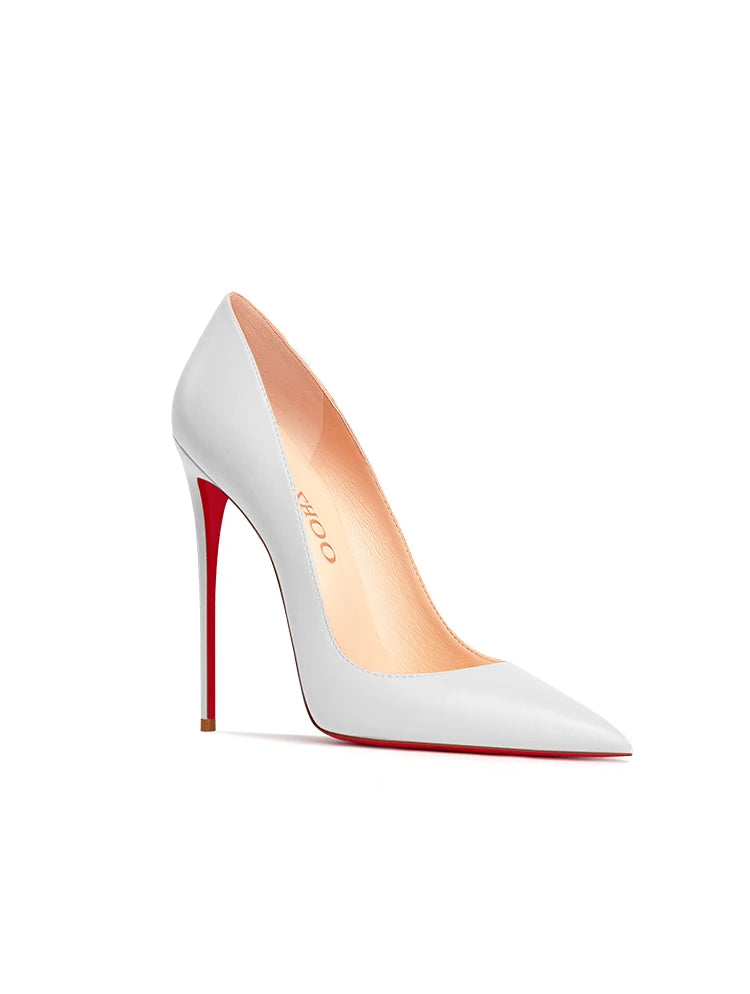 Nuevos Zapatos de Tacón Alto Puntiagudos de Boca Poco Profunda con Tacones Finos, Zapatos Individuales Blancos Mate de Moda para el Trabajo, Suela Blanda, Talla Única