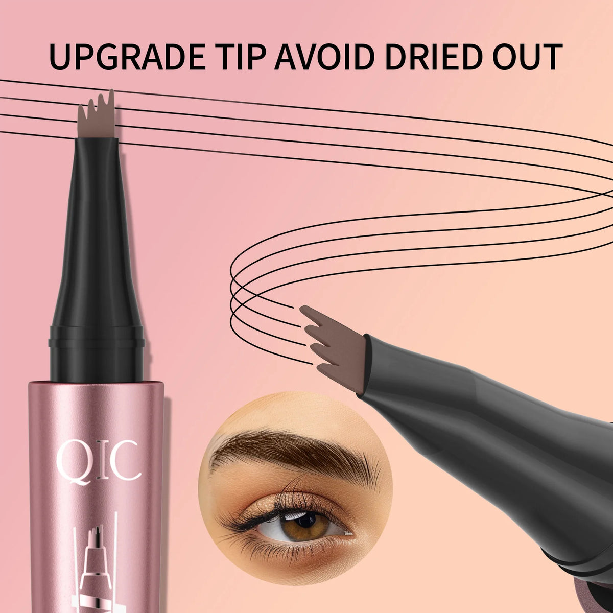 Lápiz de cejas con punta de 4 horquillas, Microblading 3D, resistente al agua, Color marrón oscuro, Color Natural, lápiz mágico para cejas de trazo fino, novedad de 2024