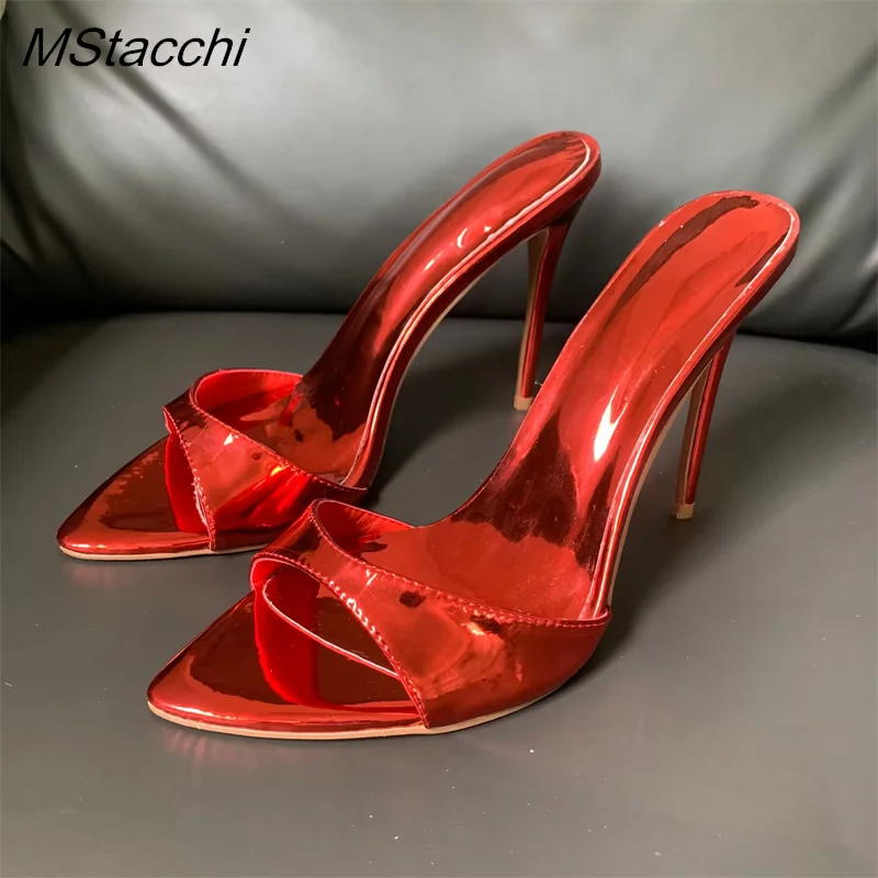 Zapatillas de tacón súper alto para mujer, zapatos de verano con punta abierta, sandalias de tacón de aguja de colores combinados, zapatos sexis de fiesta para mujer, zapatos de tacón de lujo para mujer