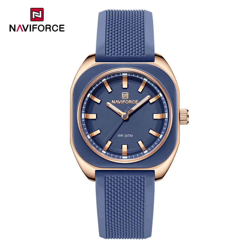 NAVIFORCE, reloj para mujer, marca superior, moda de lujo, reloj de pulsera Original para mujer y niña, pulsera de goma de silicona, reloj informal para mujer 5061
