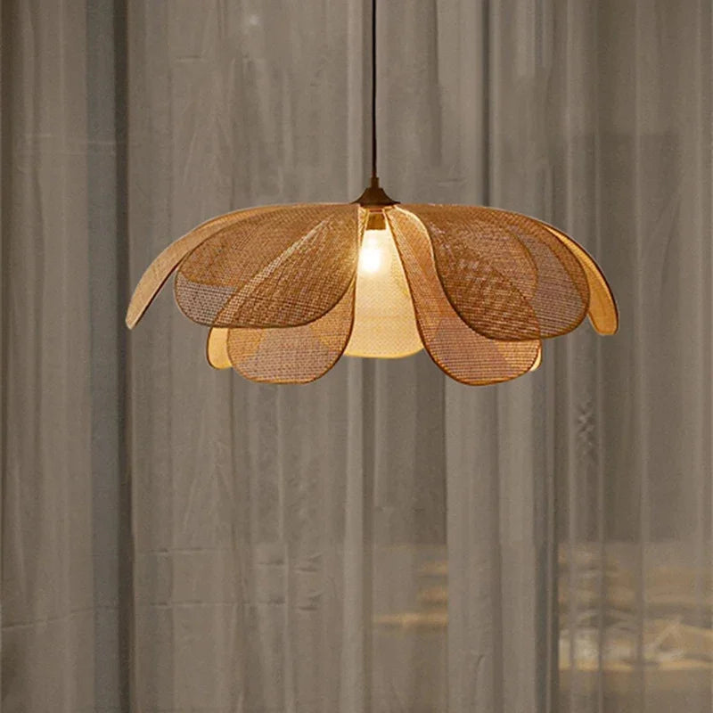 Lámparas de techo, lámpara colgante de ratán con forma de flor, lámpara colgante de ratán tejido para sala de estar, comedor, casa de huéspedes, decoración del hogar