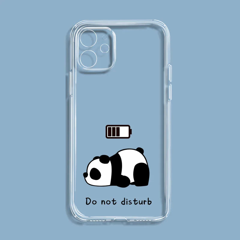 Funda de teléfono divertida con diseño de perro Panda para iPhone 17 14 15 12 11 13 16 Pro Max Mini 7 8 Plus SE, funda transparente de Animal bonito