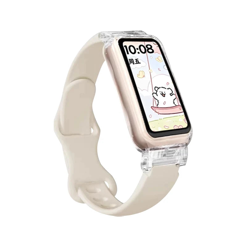 Funda transparente + correa para Huawei Band 10/9/8, accesorios, pulsera deportiva de silicona, correa para Huawei Band 10 9 NFC/8 NFC