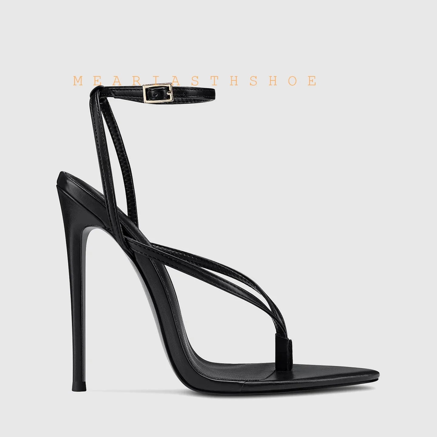 Sandalias de Tacón Alto con Punta Abierta y Correa en el Tobillo, de Cuero, con Hebilla, Diseño Sólido, Tacón Fino, para Mujer, con Lazos y Correa Trasera