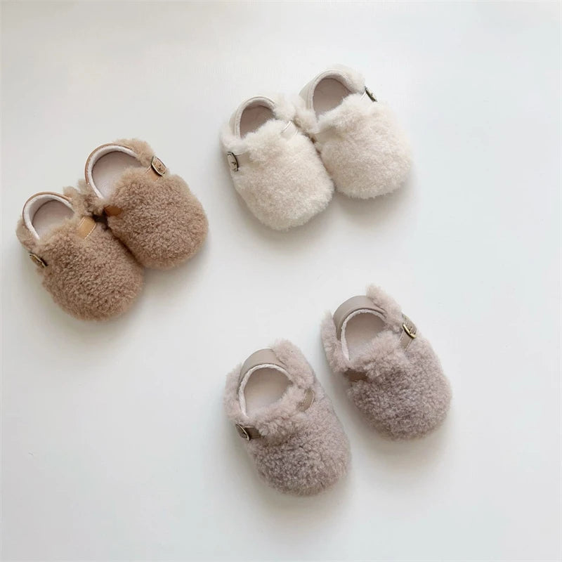 Otoño Invierno, zapatos para bebés, niños y niñas, zapatos gruesos de felpa para bebés, zapatos cómodos de suela blanda para niños pequeños, zapatos para caminar