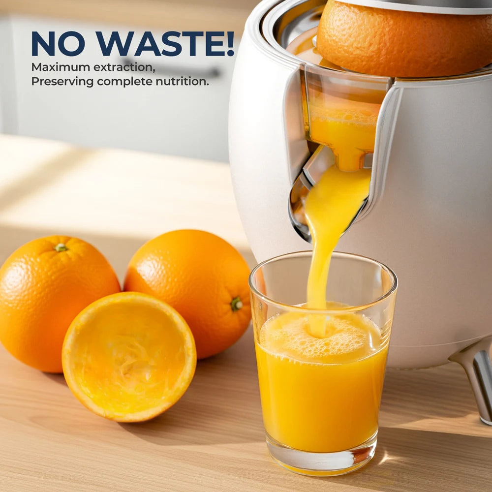 Exprimidor de Cítricos, Exprimidor Eléctrico de Naranjas y Limones de Acero Inoxidable de 850W, Exprimidor de Prensado de Alta Resistencia, Mango de Aluminio Fundido a Presión