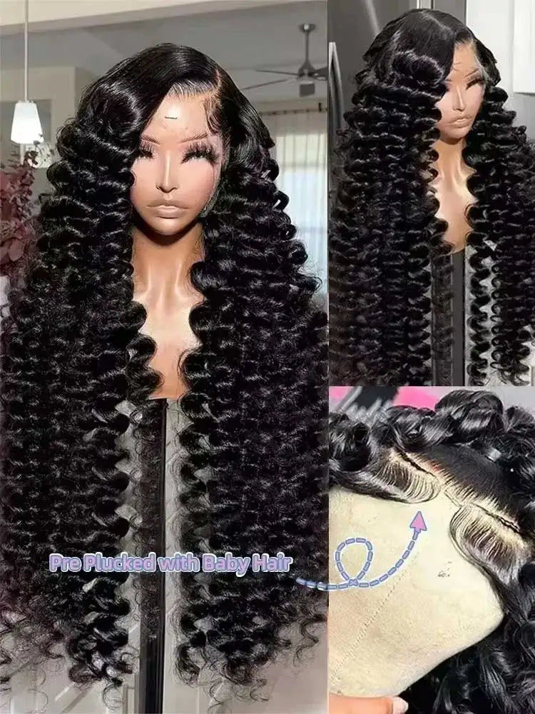 40 42 pulgadas HD suelta onda profunda 13x6 pelucas de cabello humano con encaje Frontal brasileño rizado agua ondulado 13x4 pelucas frontales de encaje para mujeres 250%