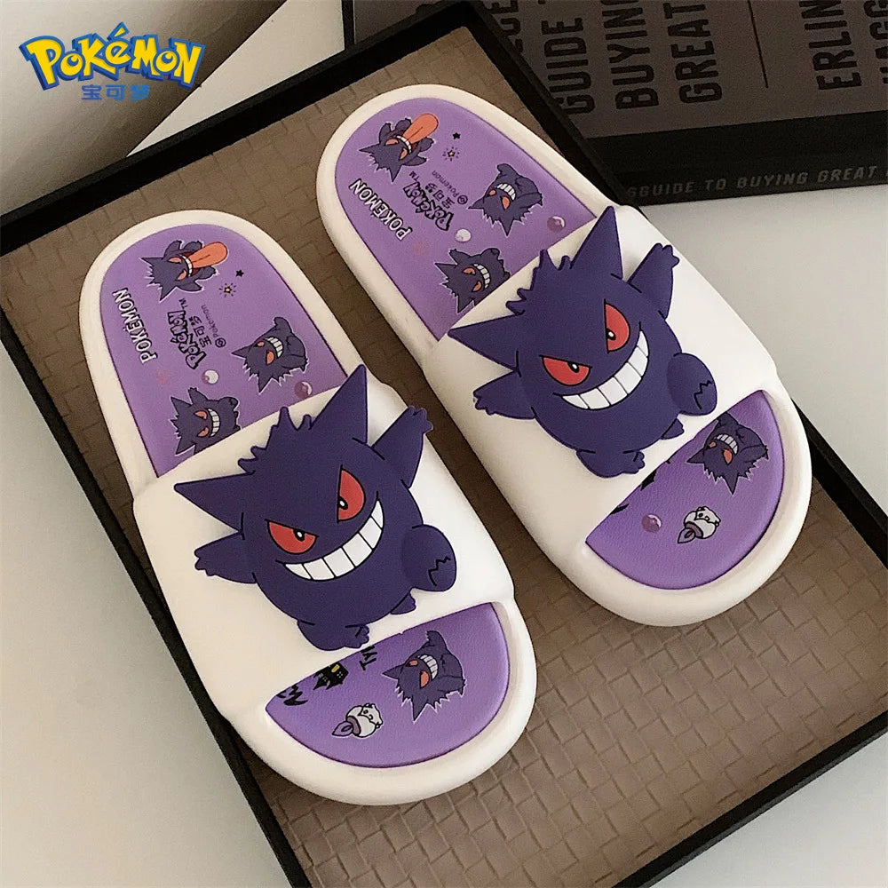 Kawaii Pokemon Anime periféricos Gengar dibujos animados sandalias al aire libre verano casa zapatos chanclas regalo de cumpleaños