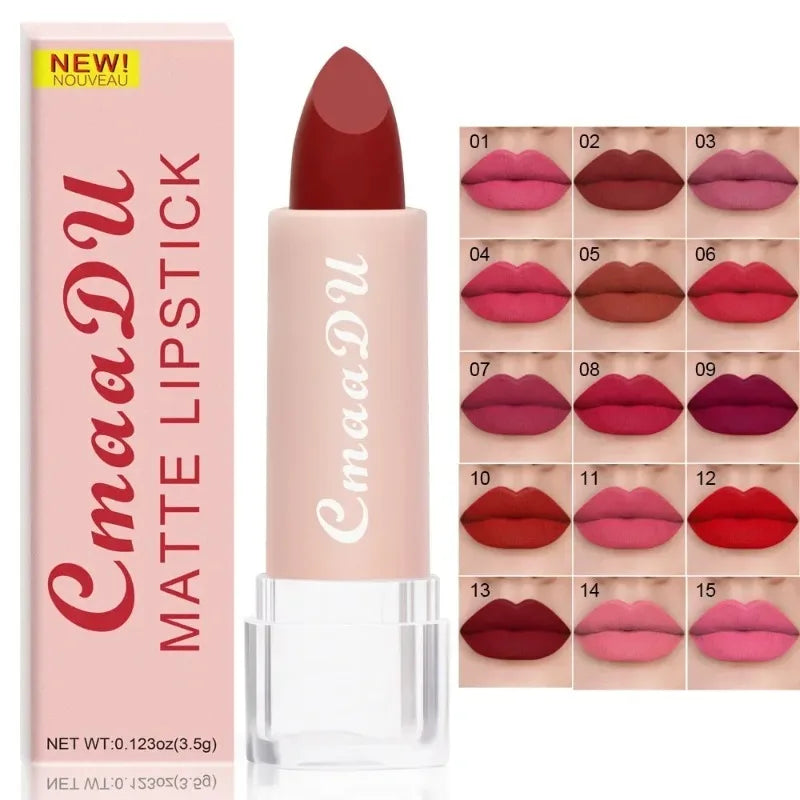 Lápiz Labial de 15 Colores, Impermeable, de Larga Duración, Mate, Terciopelo, Sexy, Rojo, Brillo Labial Nude, Brillo Labial Brillante, Tinte Labial Rojo Intenso, Maquillaje