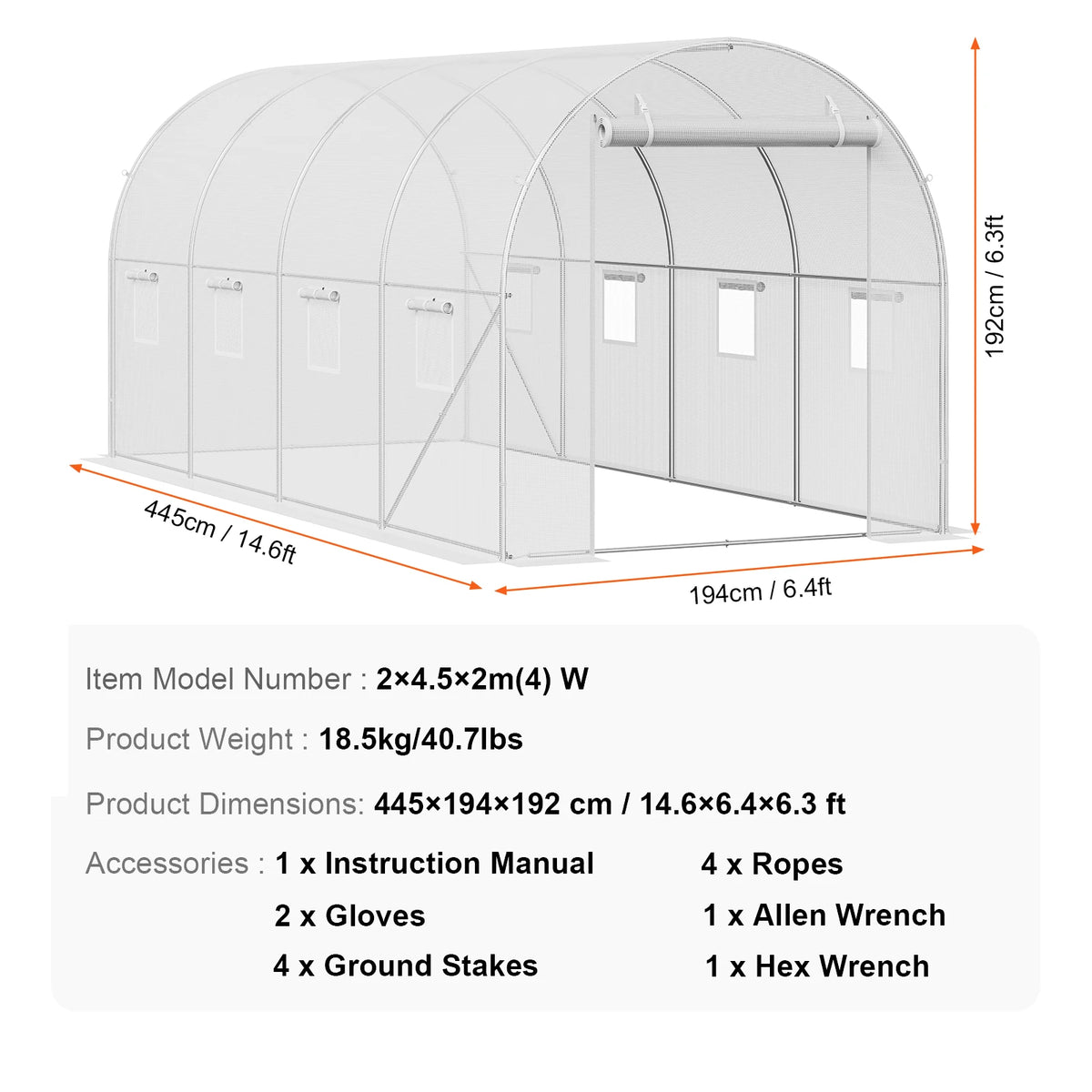 SucceBuy-Casa de aro para invernadero, túnel para invernadero, planta, casa caliente con marco de acero, cubierta de PE, puerta enrollable con cremallera