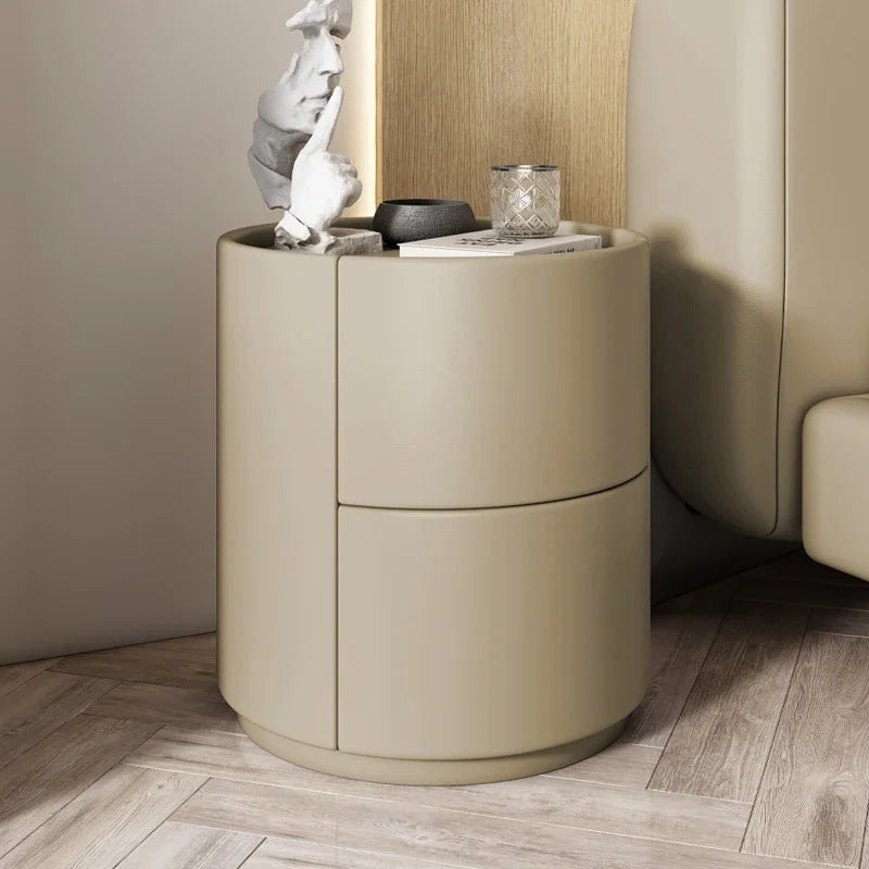 Gabinete lateral para sofá de sala de estar, mesita de noche redonda creativa de madera maciza, nuevo gabinete de almacenamiento para dormitorio pequeño y moderno y sencillo