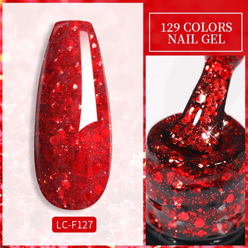 LILYCUTE-esmalte en Gel para uñas, barniz semipermanente para manicura, con LED UV, 129 colores, 7ML