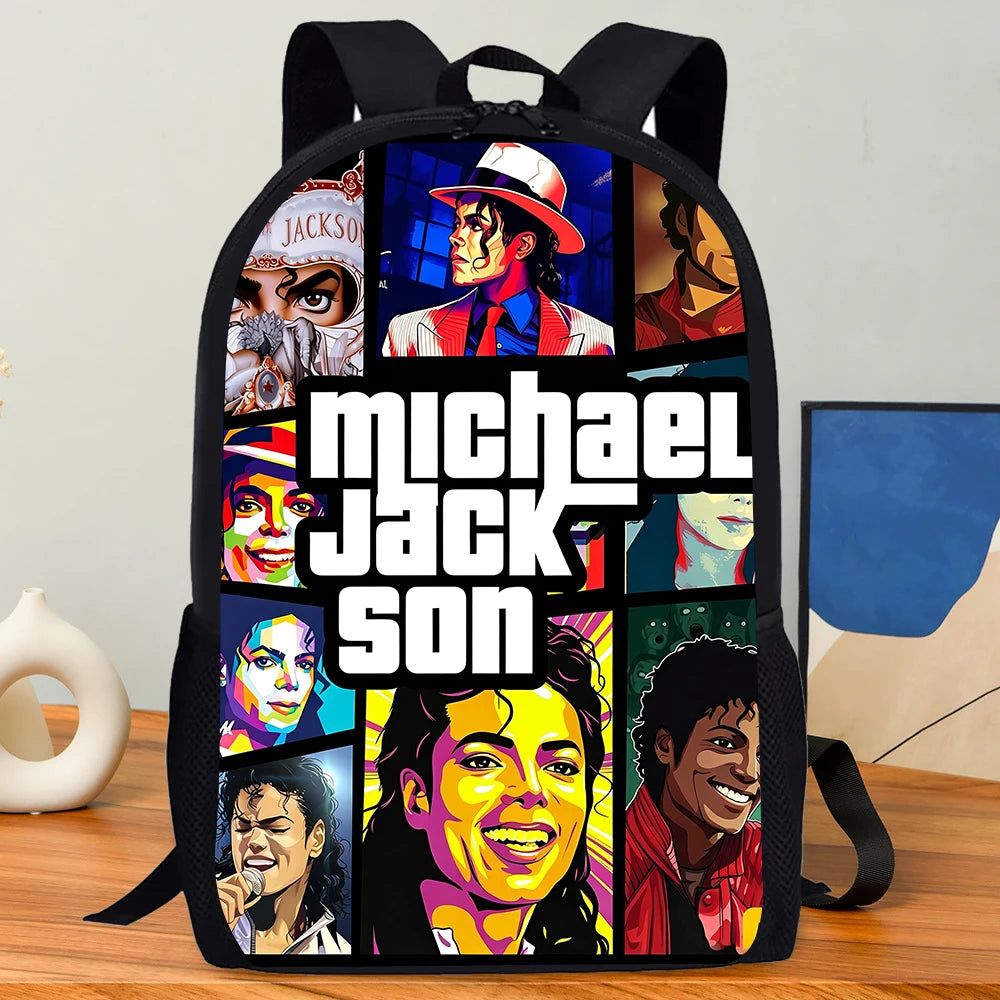 Mochilas de gran capacidad del Rey del Pop Michael Jackson para estudiantes, mochila escolar con estampado de dibujos animados, bolsa de almacenamiento de papelería y libros a la moda