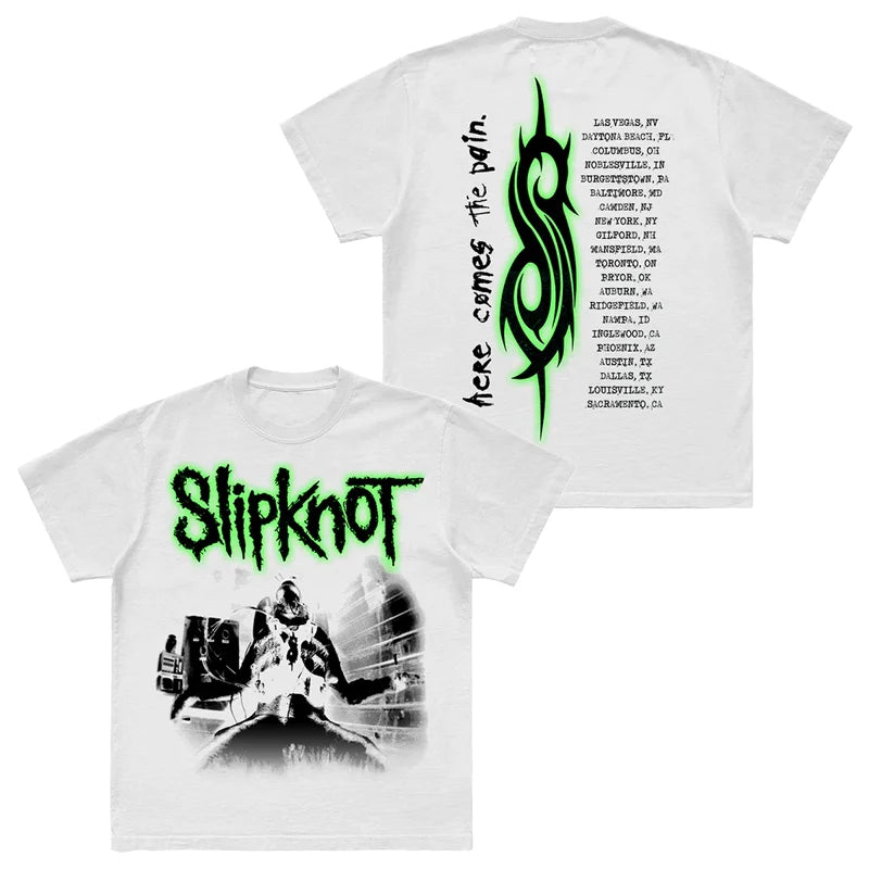 Camiseta con estampado de banda de estilo gótico de SLIPKNOT, camiseta gráfica 100% de algodón para hombres y mujeres, ropa de calle de verano
