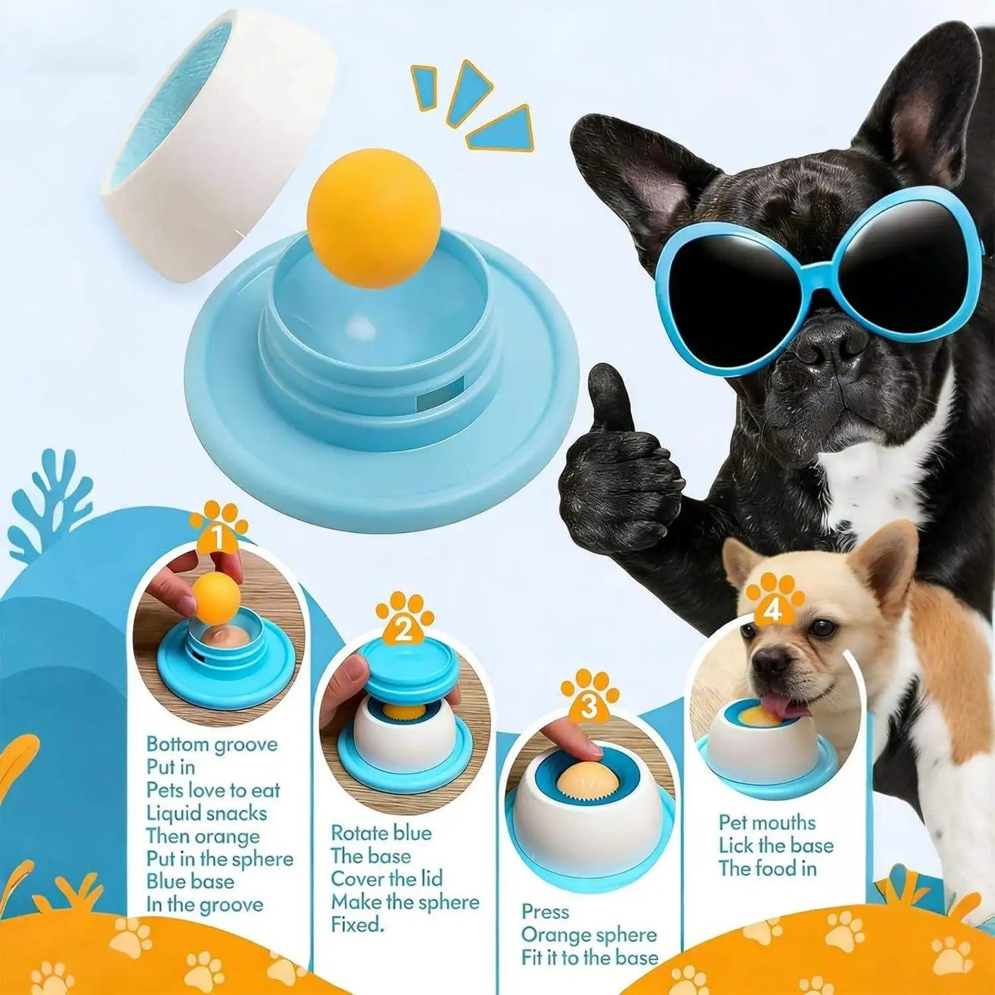 Cuencos Líquidos Lentos para Perros, Antideslizantes, con Forma de Bola, para Sopa de Hueso, Cuenco para Lamer para un Comer Saludable, Antideslizante y Anti-Asfixia