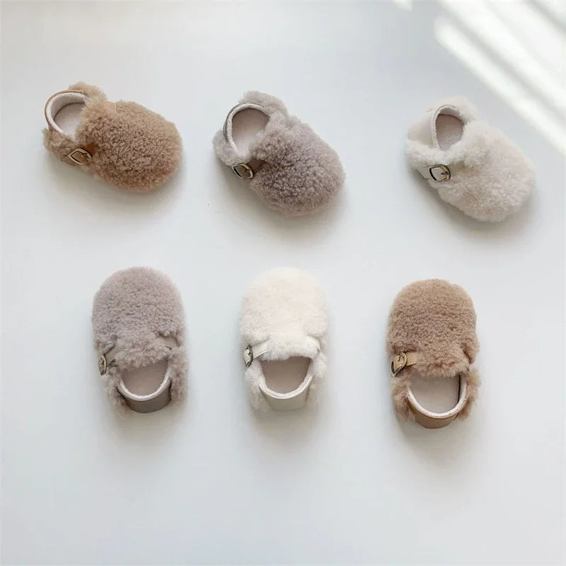 Otoño Invierno, zapatos para bebés, niños y niñas, zapatos gruesos de felpa para bebés, zapatos cómodos de suela blanda para niños pequeños, zapatos para caminar