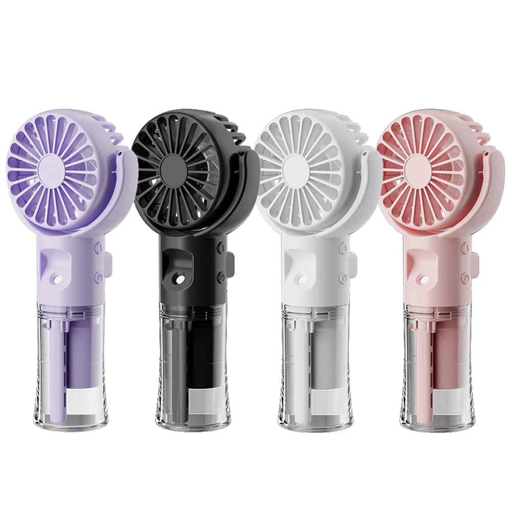 Miniventilador portátil de mano, dispositivo de pulverización de agua, con carga USB, 4 velocidades, para colgar en el cuello, Personal