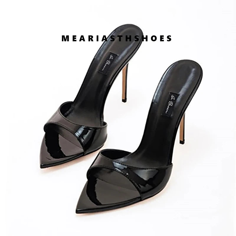 Sandalias de Tacón Alto para Mujer, Diseño Sexy con Punta en Pico, Sandalias de Tacón Alto y Fino, Mules con Punta Abierta