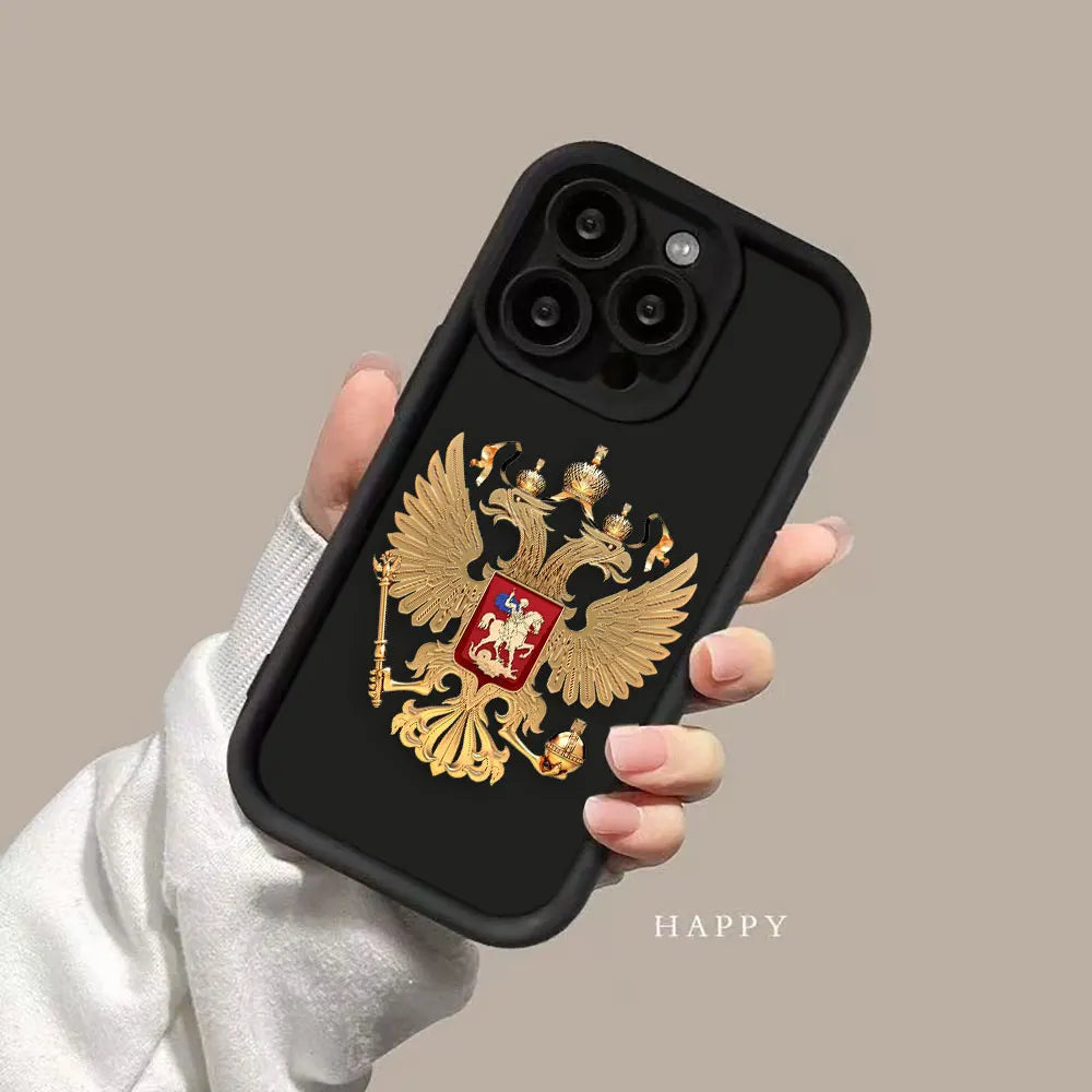 Funda de teléfono con emblema de banderas rusas para iPhone 15 14 13 12 11 Pro XS Max X XR SE 7 8 6 6S Plus Funda de silicona suave Funda Coque