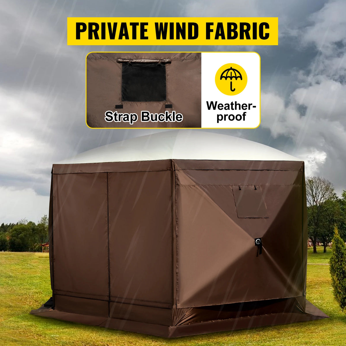 SucceBuy Gazebo emergente para acampar, refugio con dosel para acampar, 6 caras, 12' x 12' / 10' x 10', tiendas y toldos para acampar y hacer senderismo