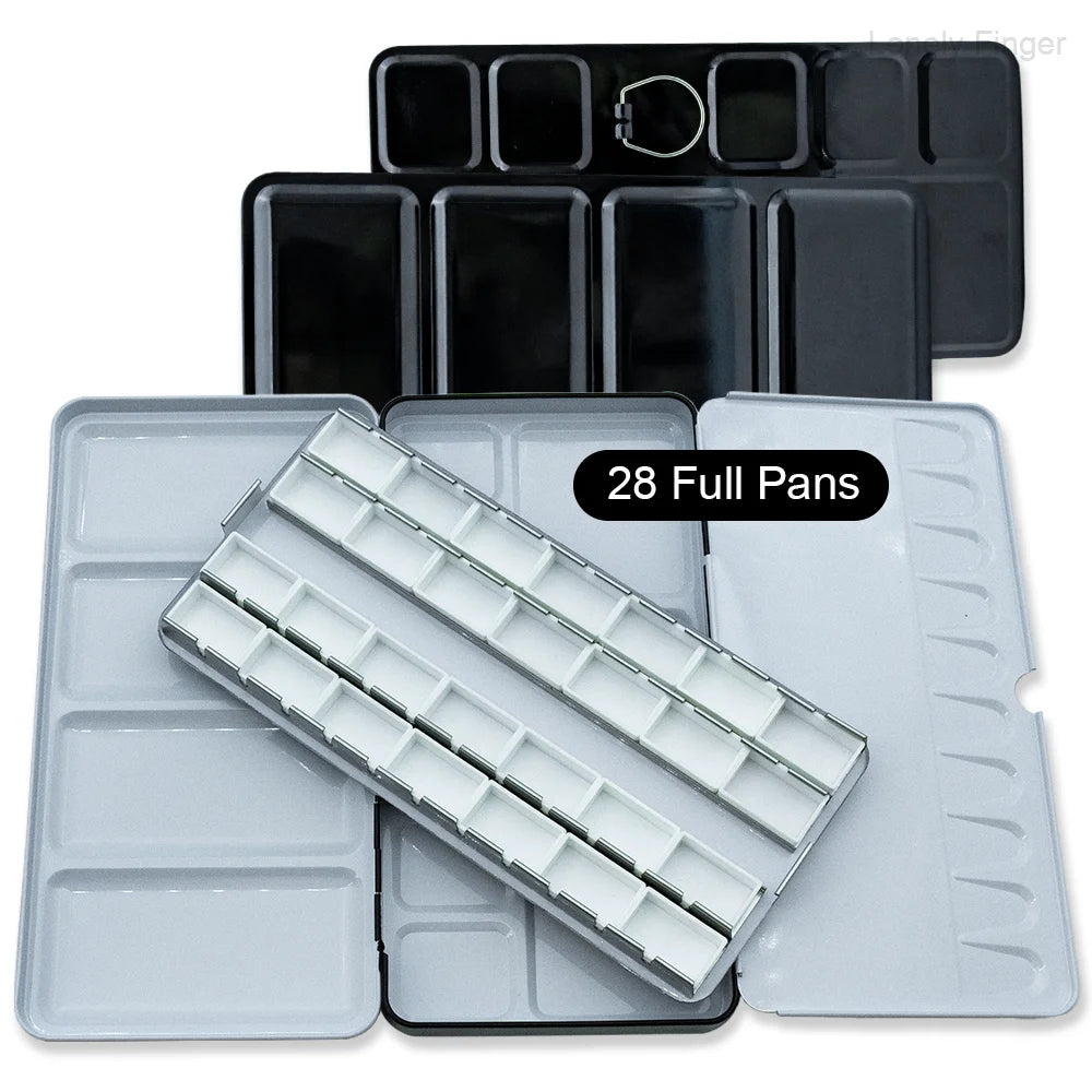 Caja de paleta de estaño de acuarela de Metal vacía con 14/26/52 Uds. Medias sartenes de acuarela vacías desmontables para paleta de acuarelas de viaje DIY