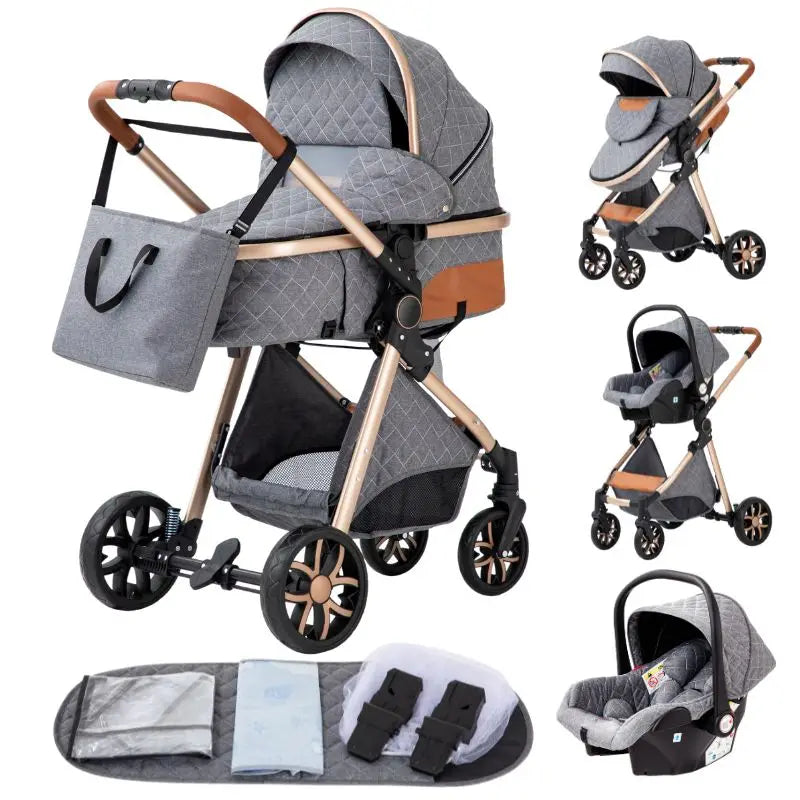 Sistema de viaje 3 en 1 para bebés, cochecito ligero para recién nacidos, plegable compacto, cochecito de invierno, cochecito para bebés, todoterreno