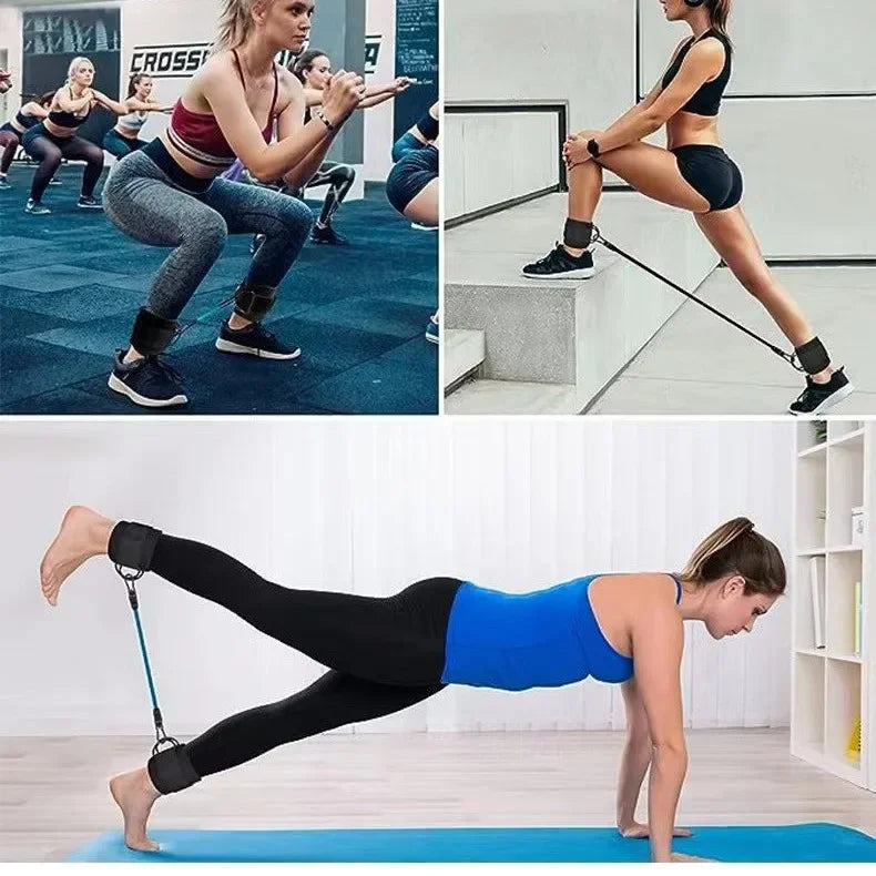 Juego de Bandas de Resistencia con Correas para Tobillos, Equipo de Ejercicio, Pesas para Tobillos, Banda Elástica de Yoga para Gimnasio, para Hombre y Mujer