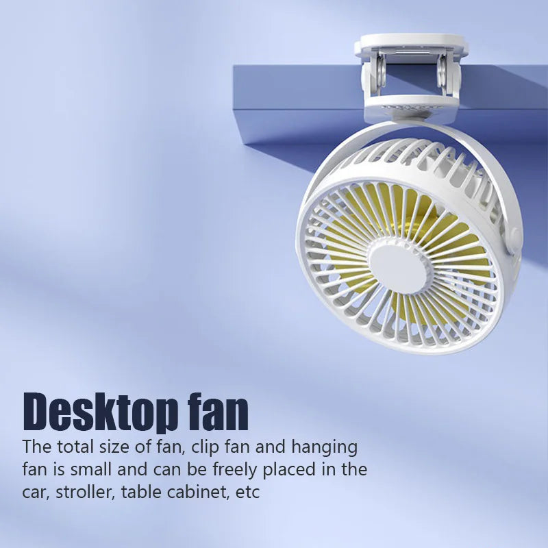 Ventilador de escritorio con clip Mini ventilador de escritorio de refrigeración USB silencioso de 3 velocidades 360 °   Gire los ventiladores eléctricos portátiles del clip del ventilador para el refrigerador de aire de