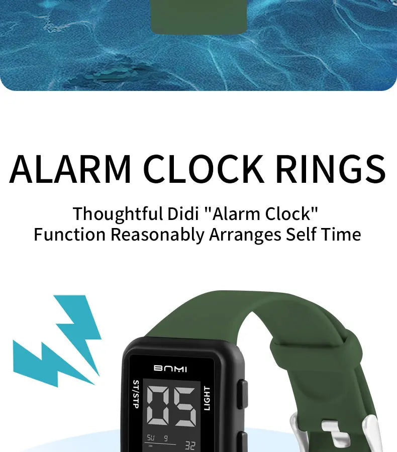 2025 Reloj electrónico deportivo rectangular para hombre, resistente al agua, alarma de luz nocturna, reloj Digital ligero y portátil para hombre