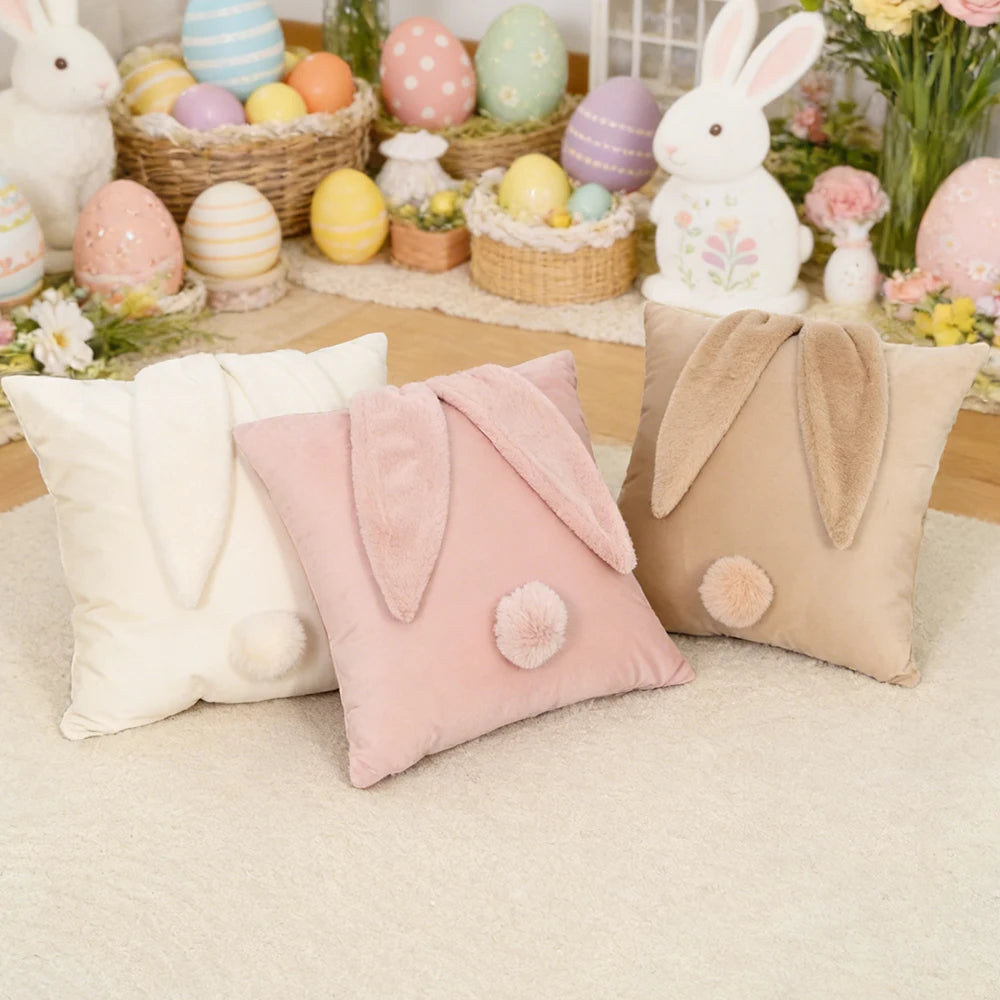 BUYNOW-fundas de cojín con Orejas de conejo, fundas de almohada de terciopelo holandés, decoración de felpa suave, fundas de almohada para sofá, decoración del hogar, 1 ud.